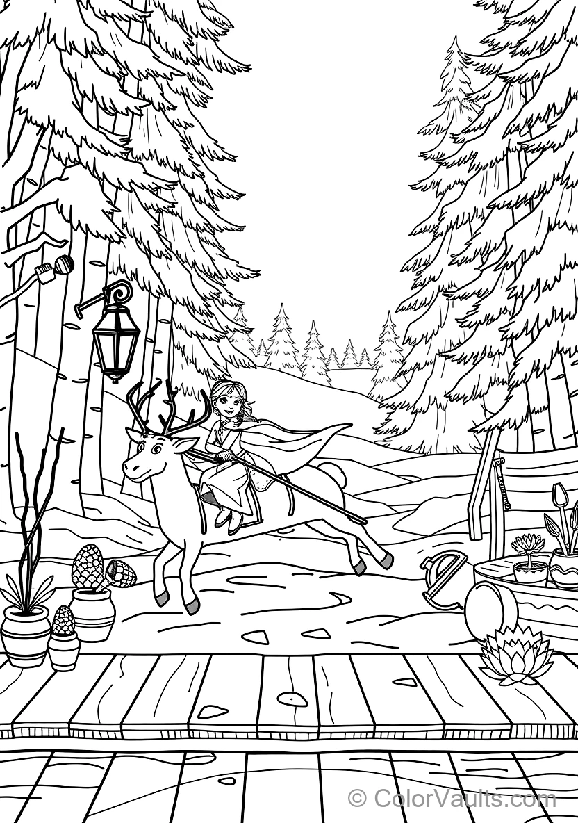 Anna et Kristoff Riding in Sven the Reindeer Wooden (Scene 13)