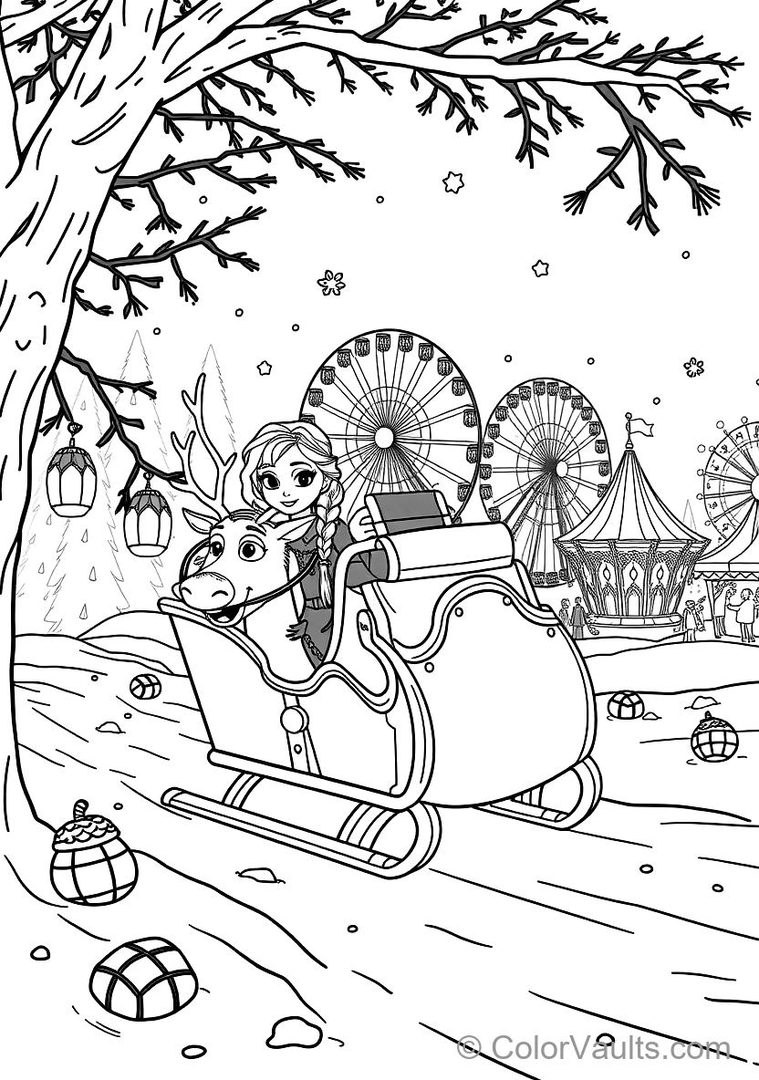 Anna et Kristoff Riding in Sven the Reindeer Wooden (Scene 19)