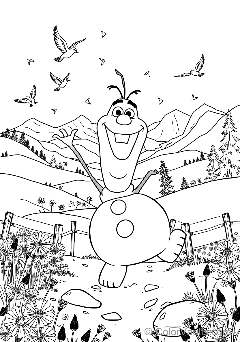 Olaf the Snowman Dancing Happily avec Singing Birds (Scene 34)