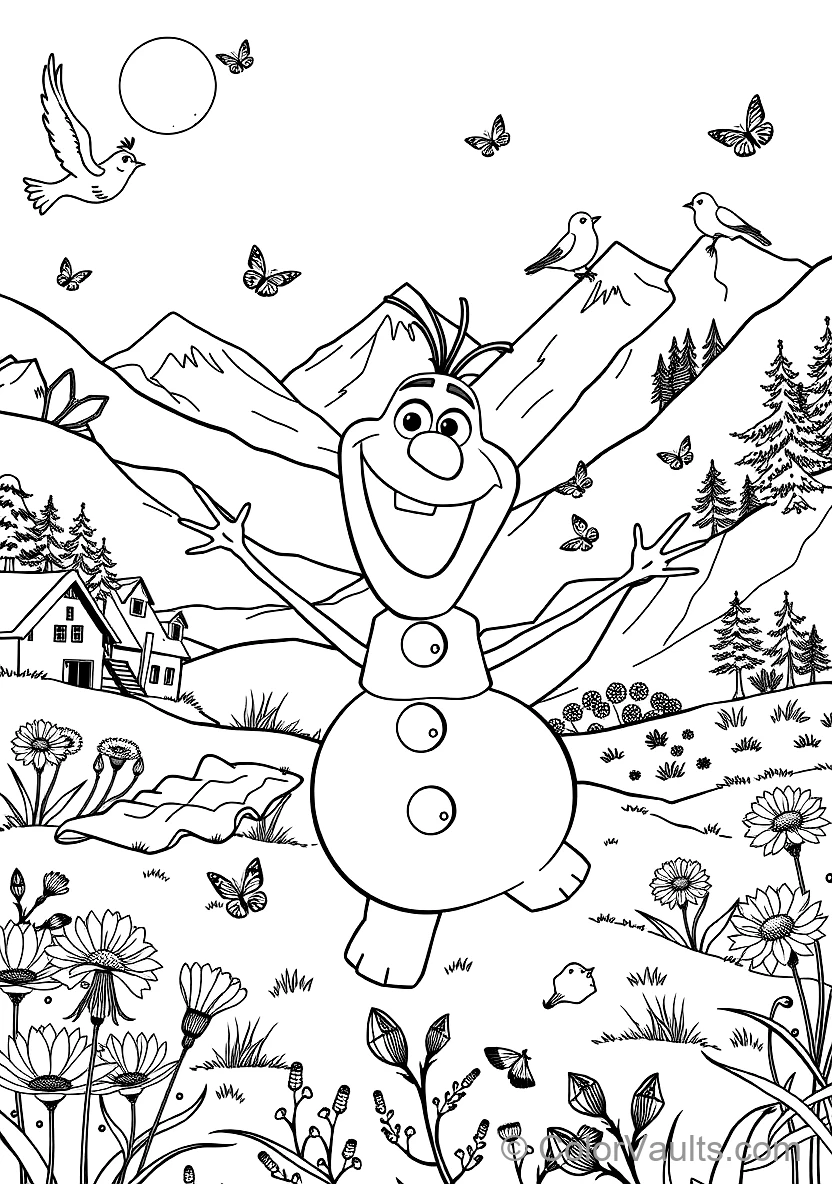 Olaf the Snowman Dancing Happily avec Singing Birds (Scene 37)
