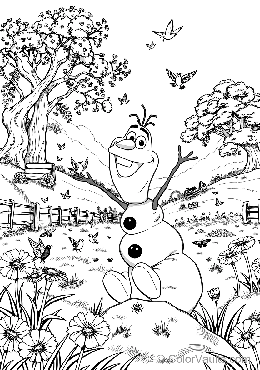 Olaf the Snowman Dancing Happily avec Singing Birds (Scene 42)
