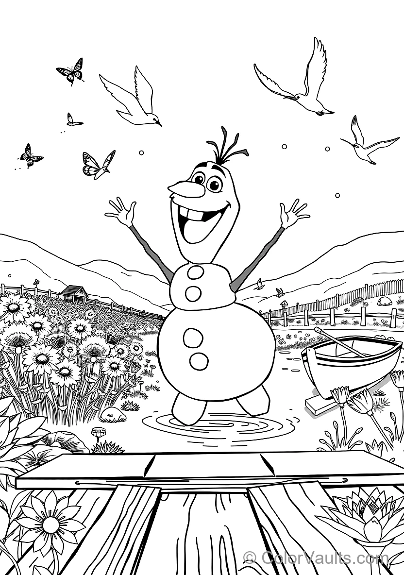Olaf the Snowman Dancing Happily avec Singing Birds (Scene 45)
