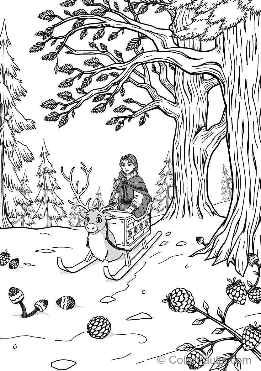 Anna and Kristoff Riding in Sven the Reindeer Wooden (Scene 21)