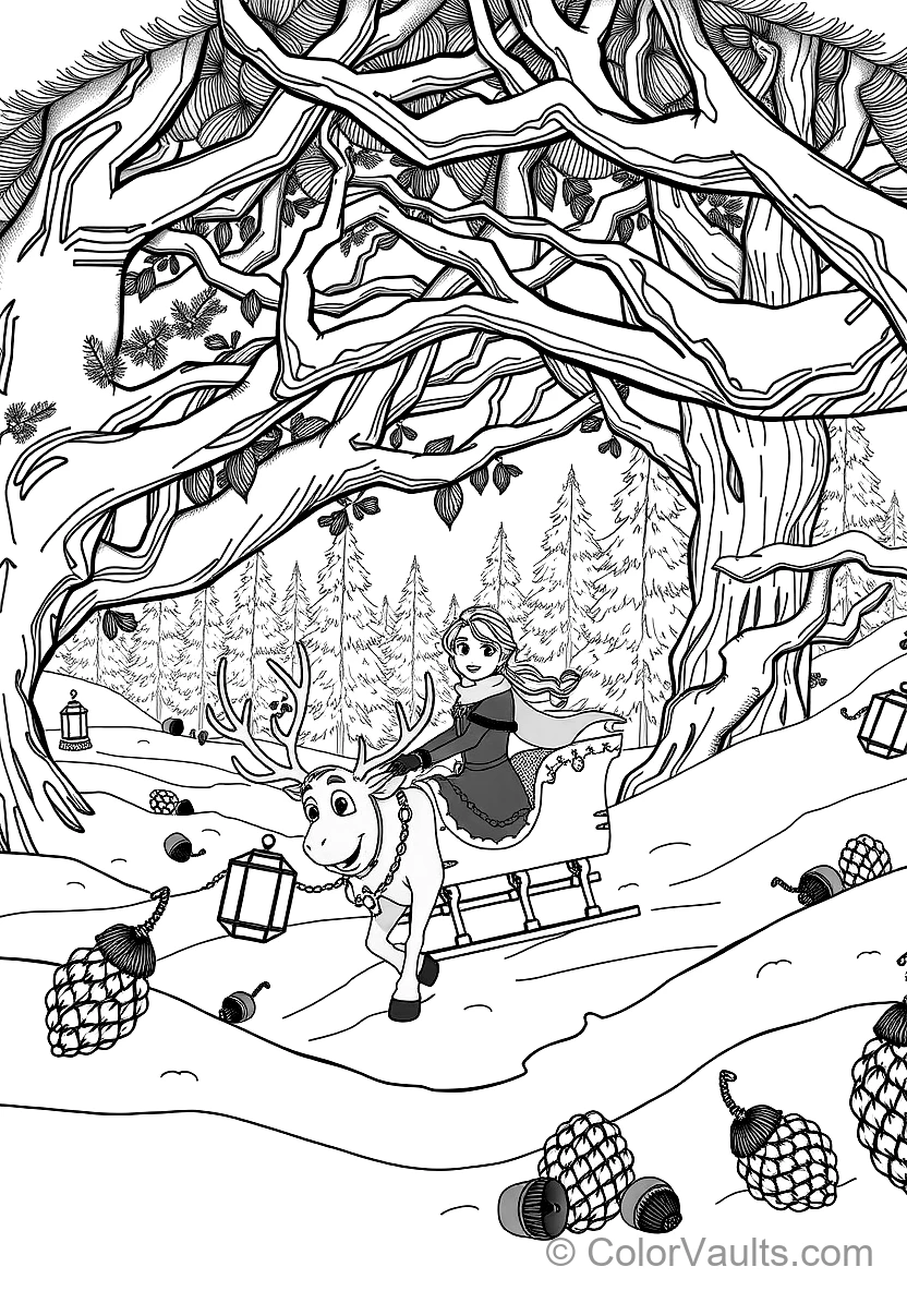 Anna and Kristoff Riding in Sven the Reindeer Wooden (Scene 23)