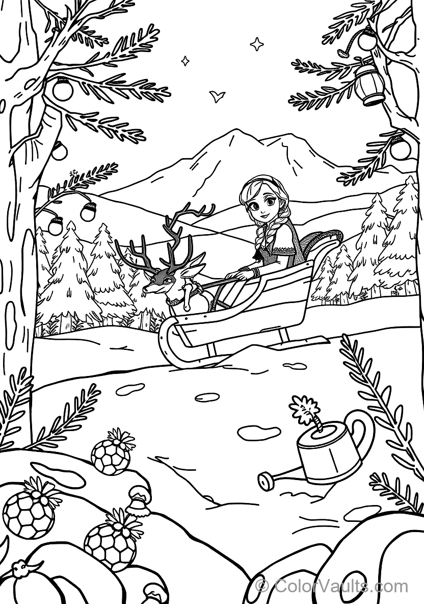 Anna and Kristoff Riding in Sven the Reindeer Wooden (Scene 27)