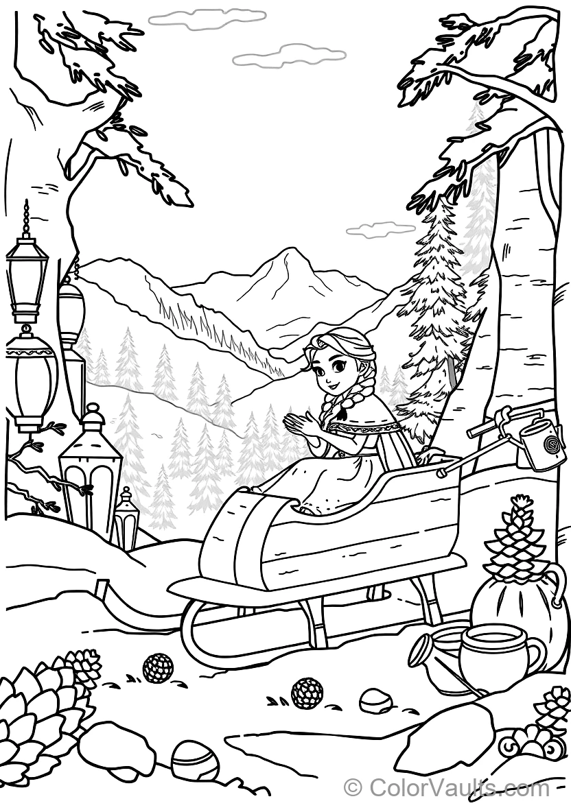 Anna and Kristoff Riding in Sven the Reindeer Wooden (Scene 29)