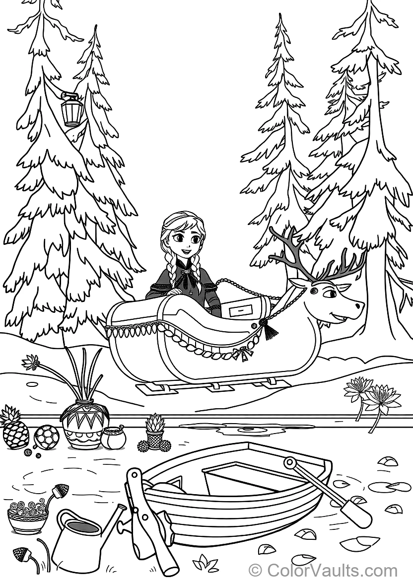 Anna and Kristoff Riding in Sven the Reindeer Wooden (Scene 33)