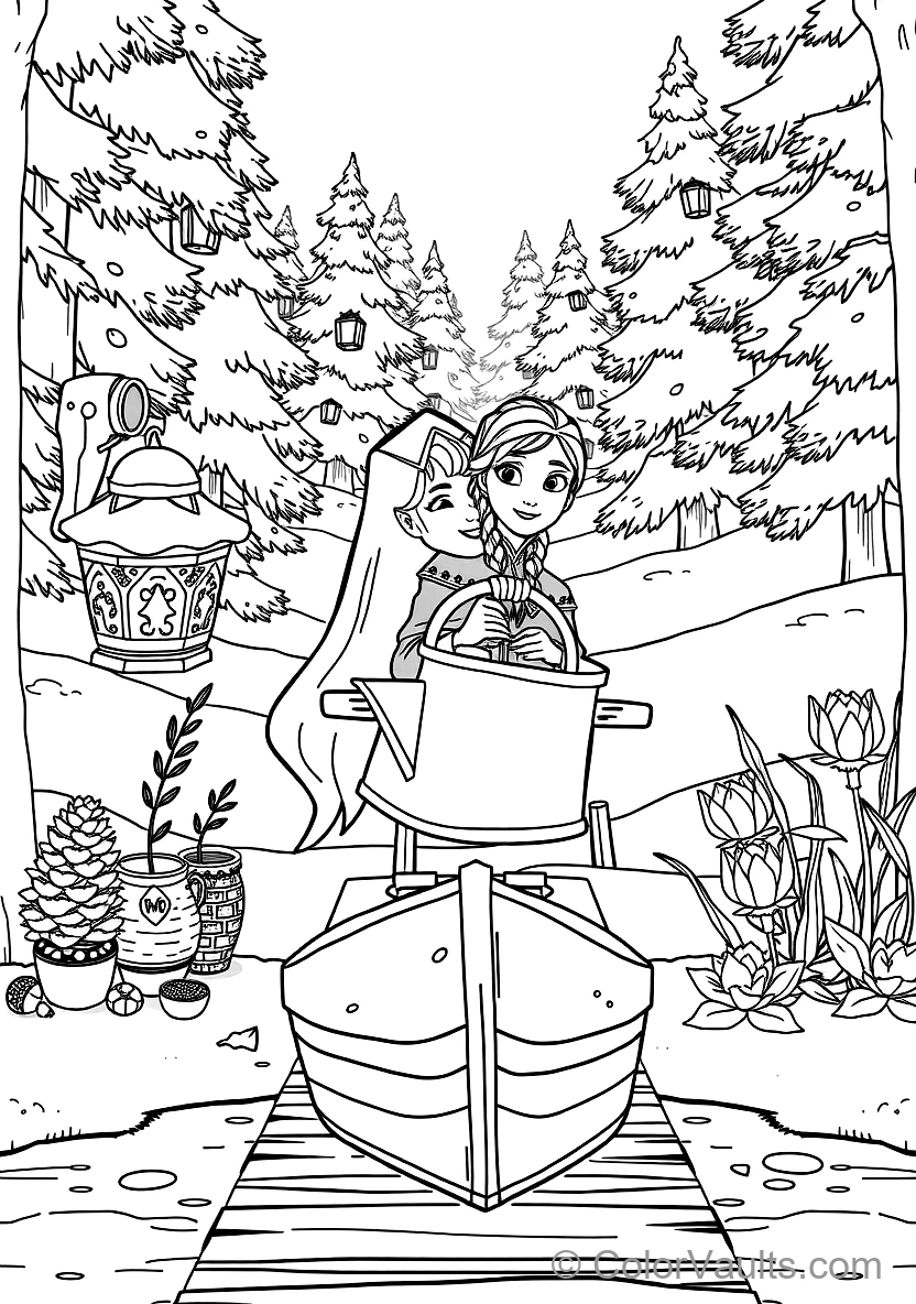 Anna and Kristoff Riding in Sven the Reindeer Wooden (Scene 35)