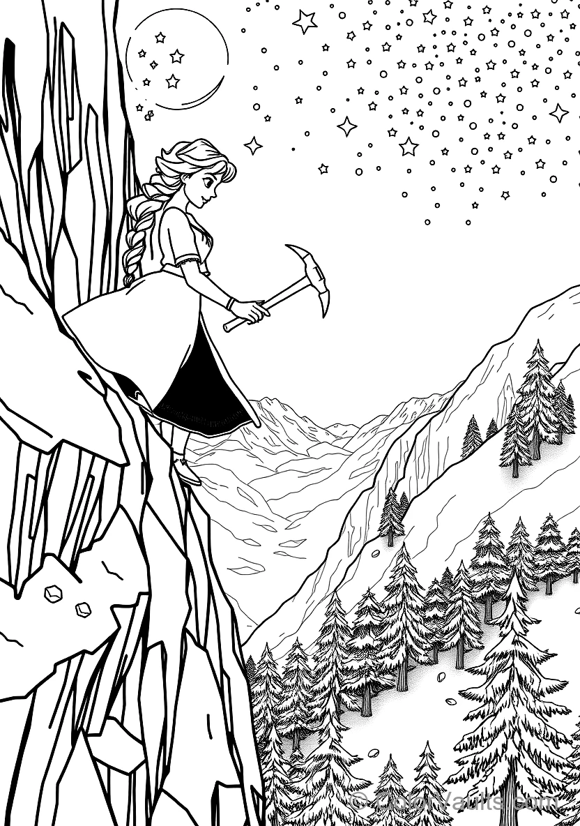 Anna Climbing the Icy Mountain Cliff Using Pickaxes (Scene 57)