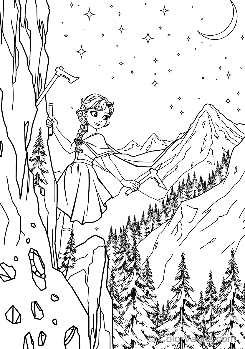 Anna Climbing the Icy Mountain Cliff Using Pickaxes (Scene 59)