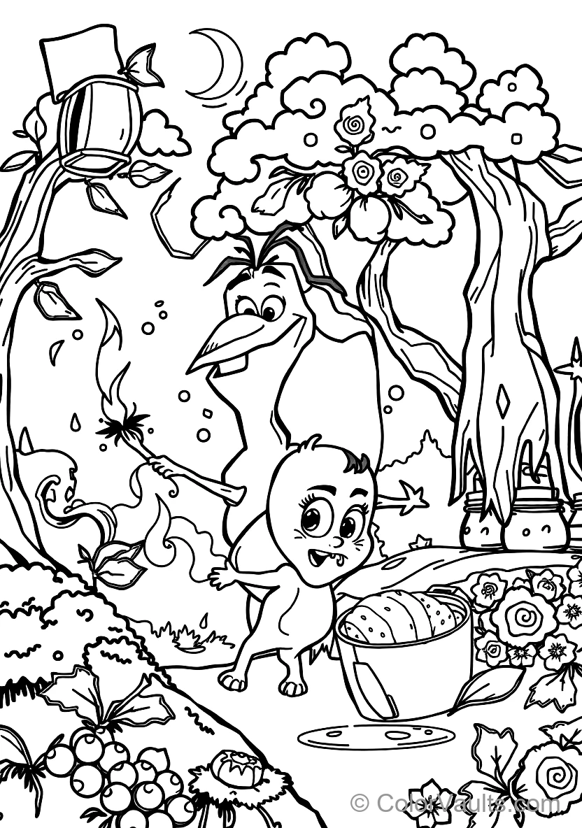 Olaf and the Cute Fire Salamander Bruni Playing (Scene 51)