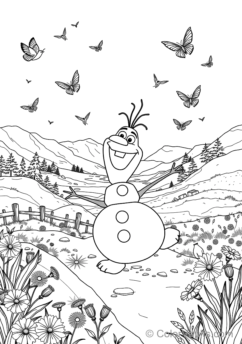 Olaf the Snowman Dancing Happily with Singing Birds (Scene 53)