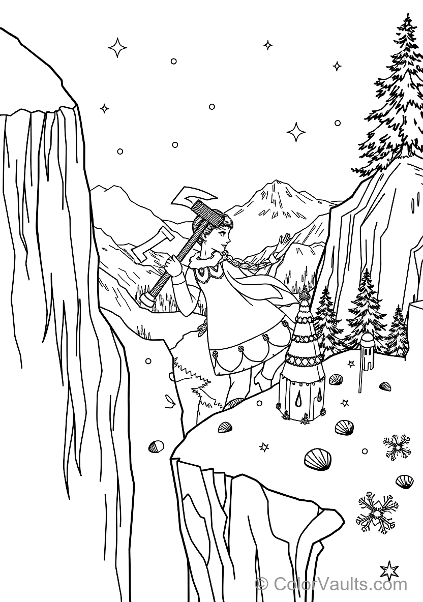 Anna Climbing the Icy Mountain Cliff Using Pickaxes (Scene 63)