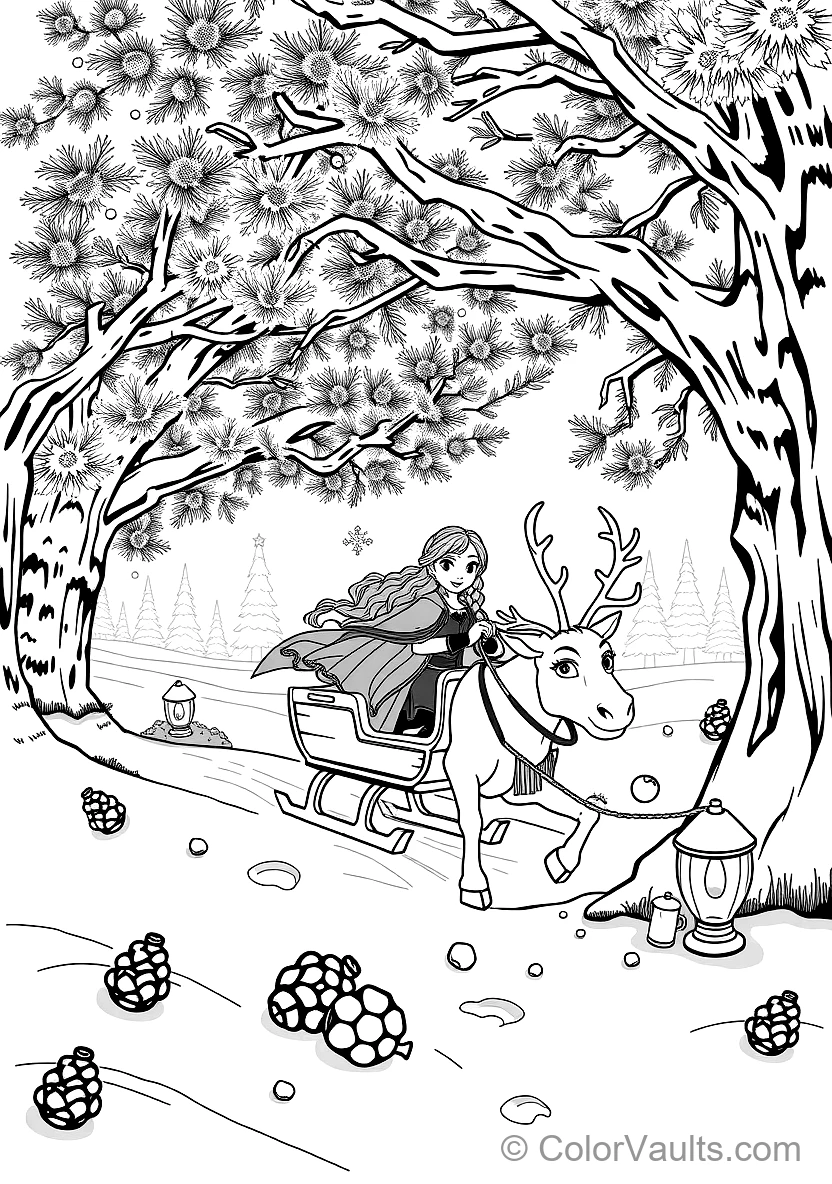 Anna and Kristoff Riding in Sven the Reindeer Wooden (Scene 49)