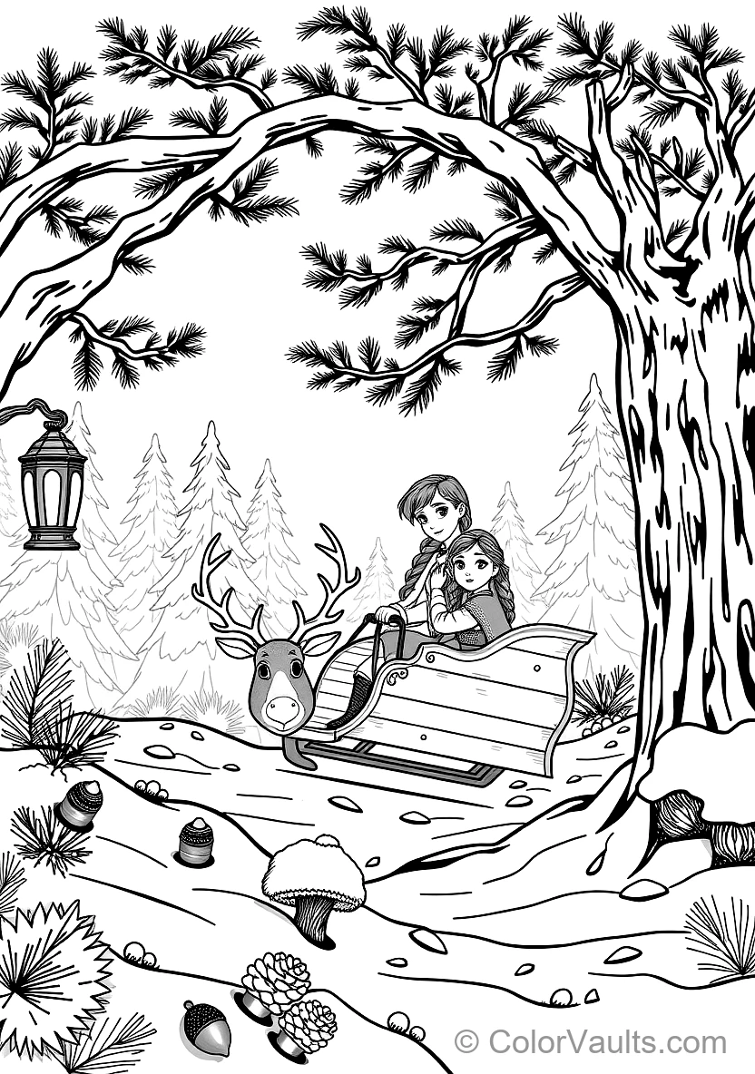 Anna and Kristoff Riding in Sven the Reindeer Wooden (Scene 51)