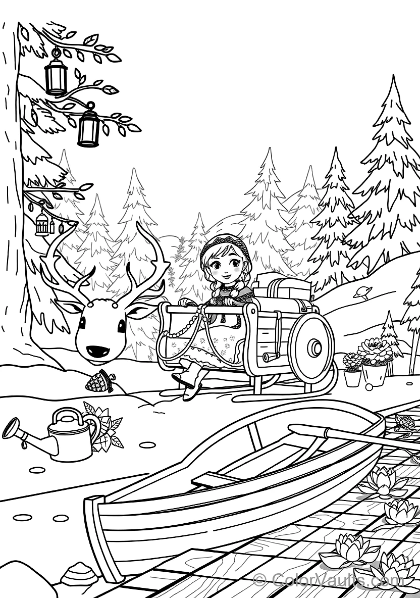 Anna and Kristoff Riding in Sven the Reindeer Wooden (Scene 55)