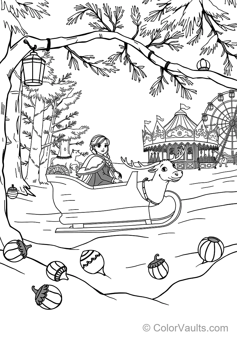 Anna and Kristoff Riding in Sven the Reindeer Wooden (Scene 59)