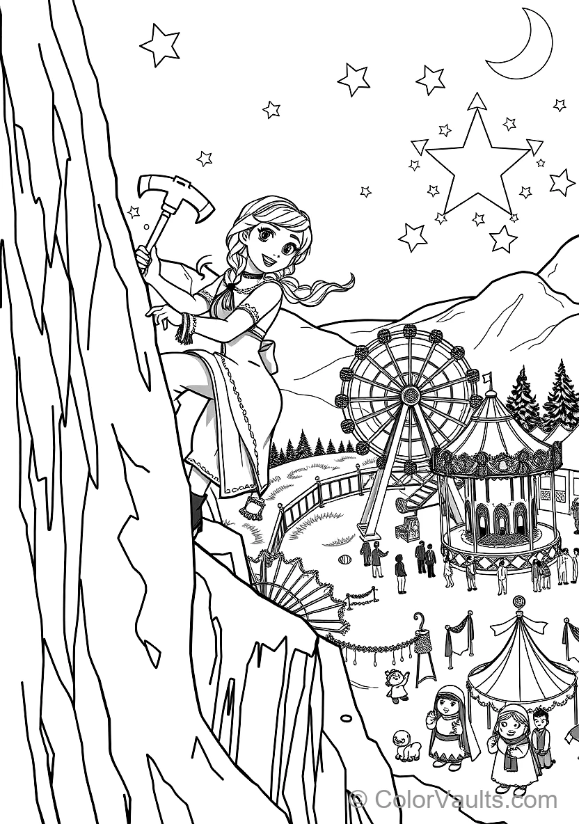 Anna Climbing the Icy Mountain Cliff Using Pickaxes (Scene 65)