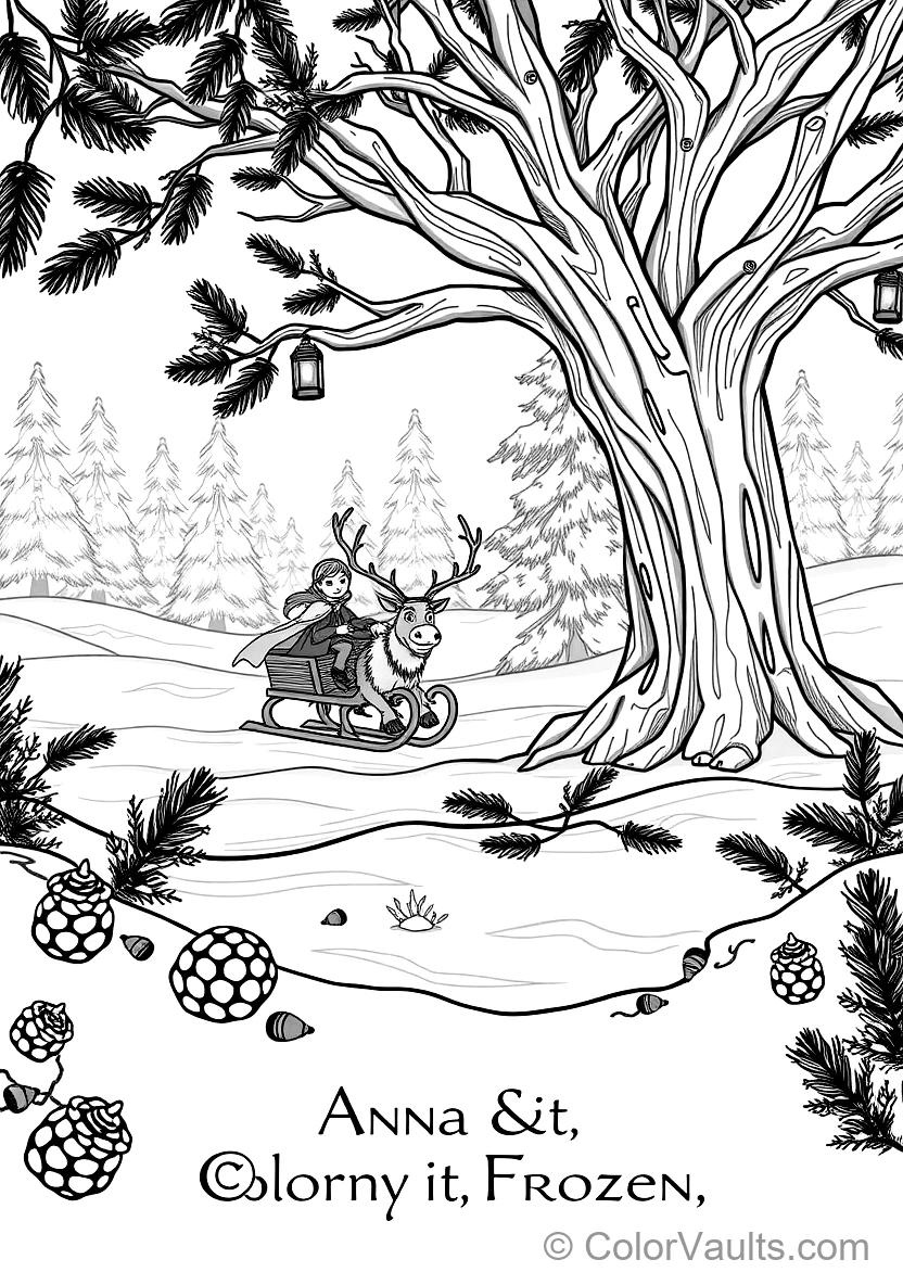 Anna and Kristoff Riding in Sven the Reindeer Wooden (Scene 61)