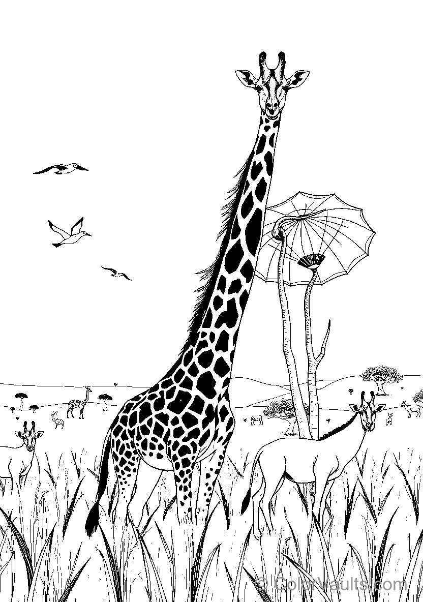 Giraffe Amongst Wildlife