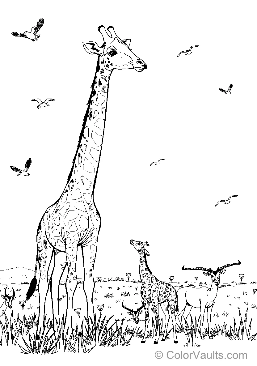 Giraffe In Savanna Setting