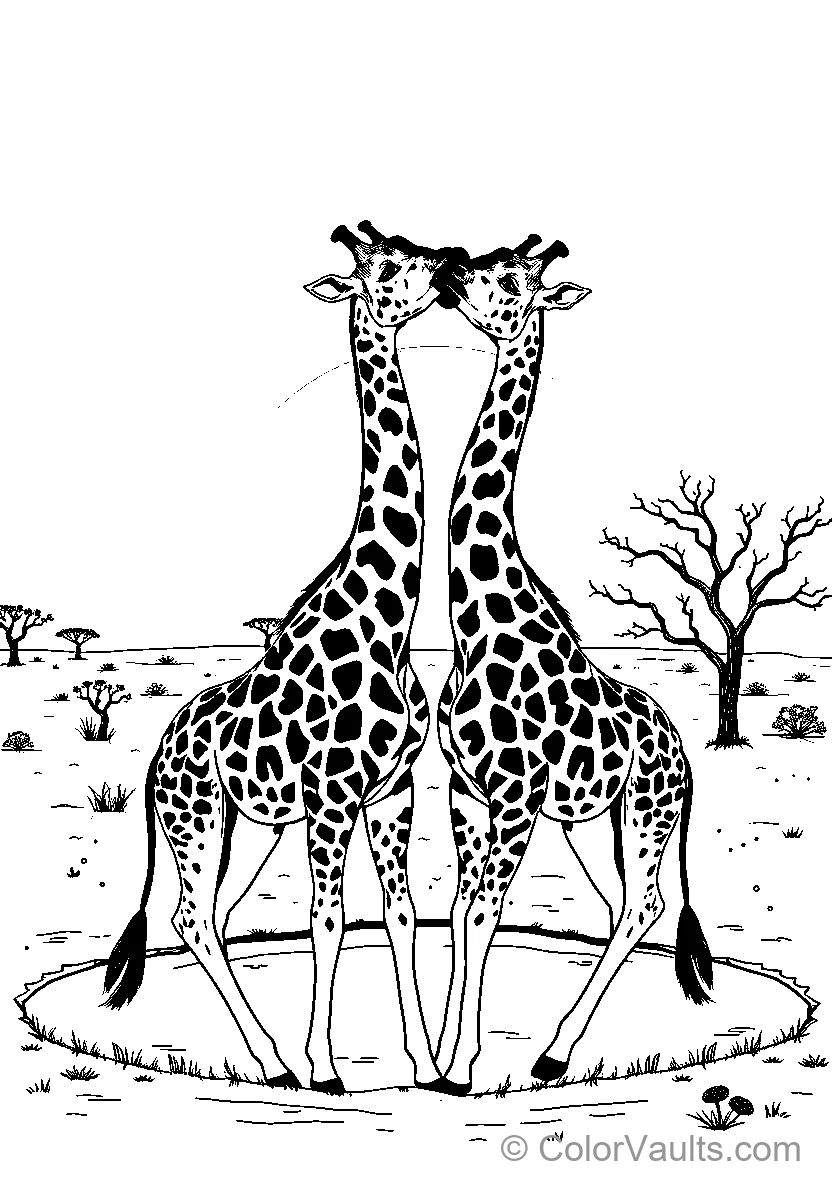 Giraffes In A Savanna Scene 1
