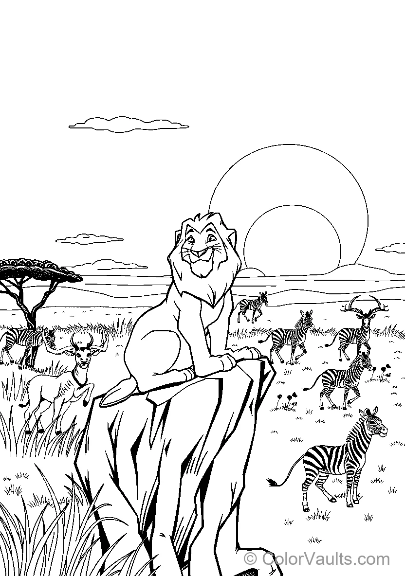Lions Pride In Savanna Or African Wildlife Scene