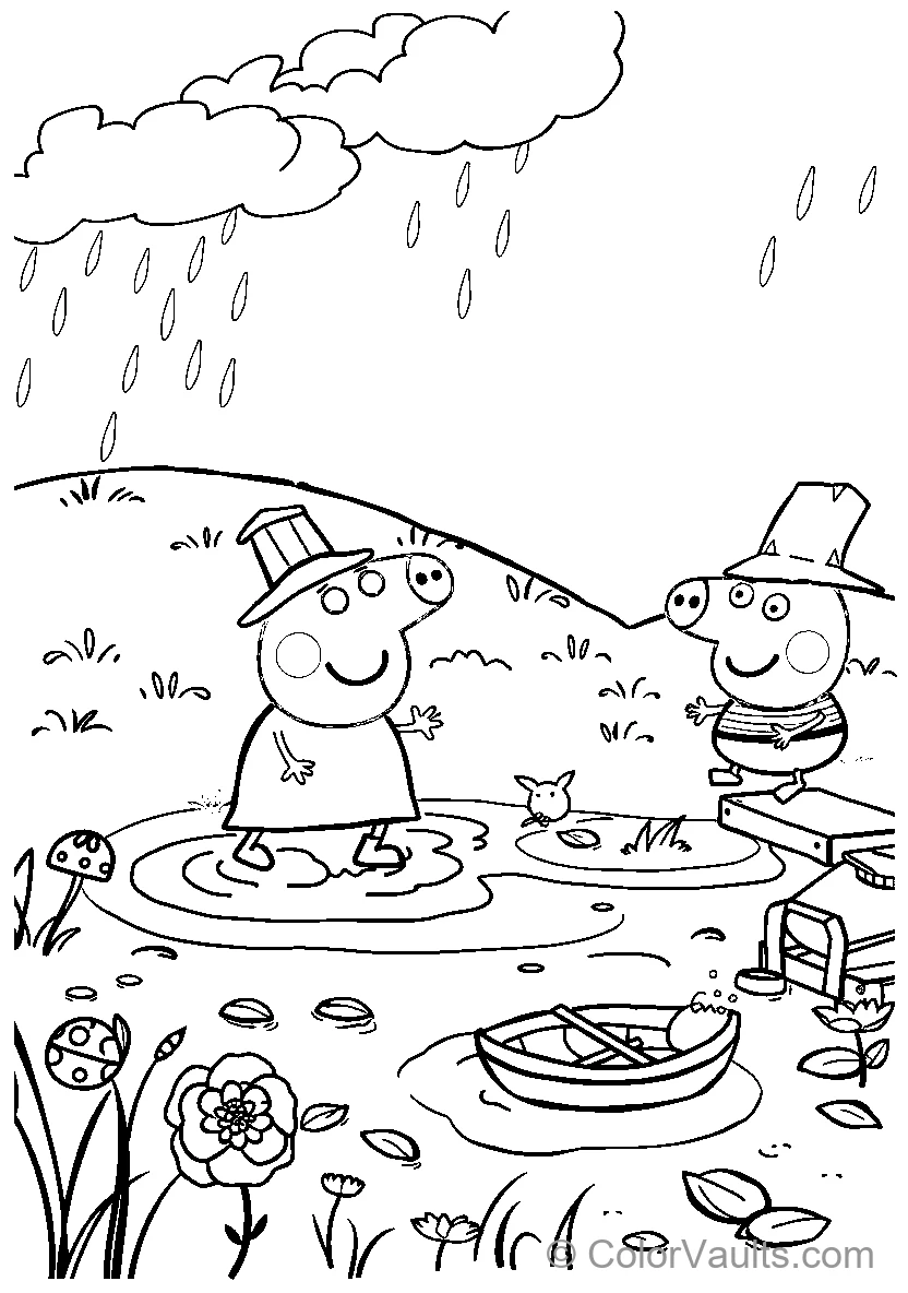 Pigs Fishing dans le Rain