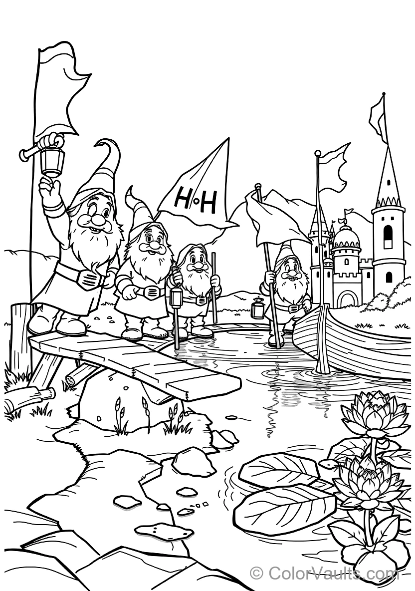 Seven Dwarfs Marching Home Singing Heigh-ho (Scene 41) - Kostenlose Malvorlage zum Ausdrucken | ColorVaults