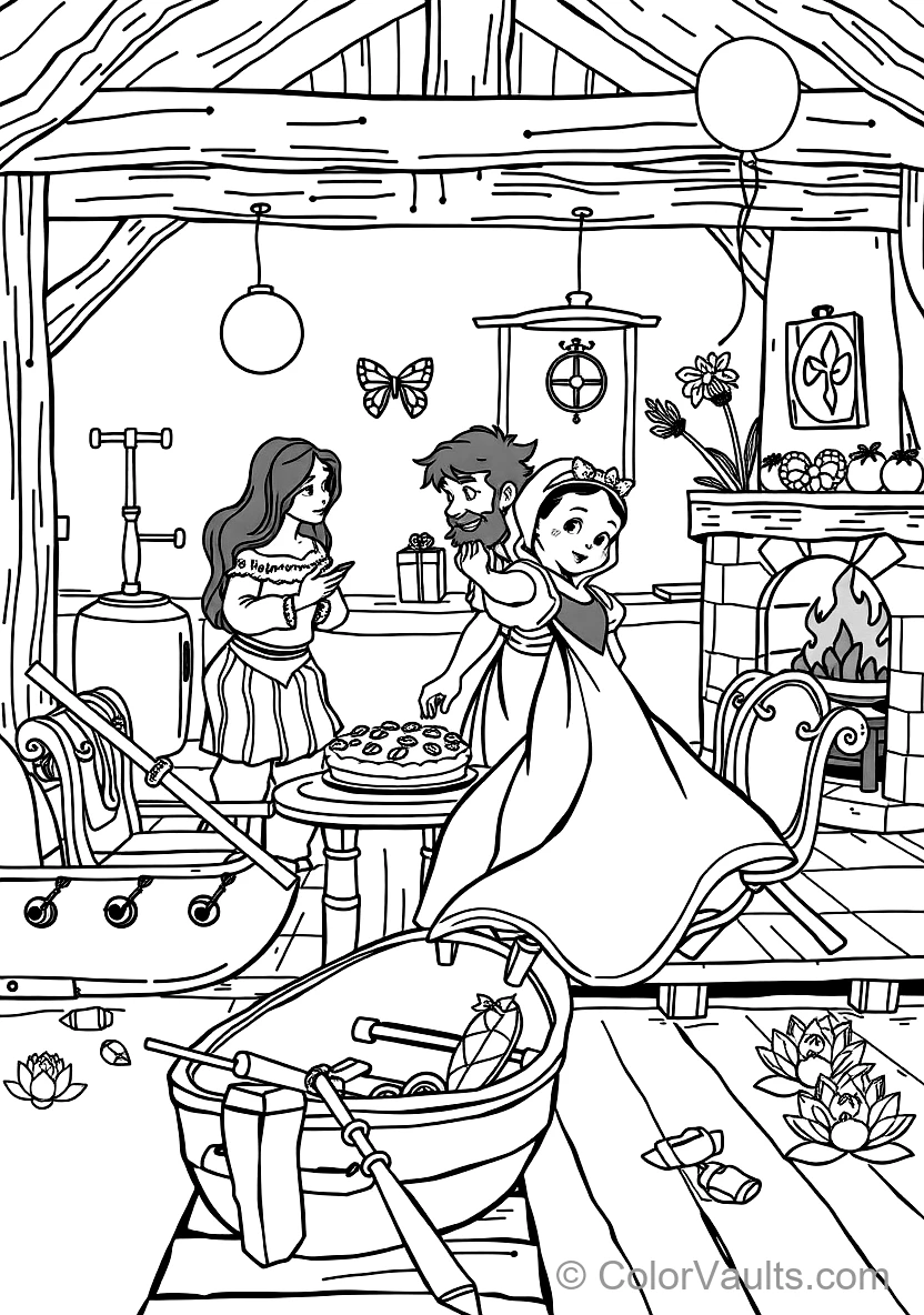 Snow White Baking a Fresh Gooseberry Pie mit (Scene 37) - Kostenlose Malvorlage zum Ausdrucken | ColorVaults