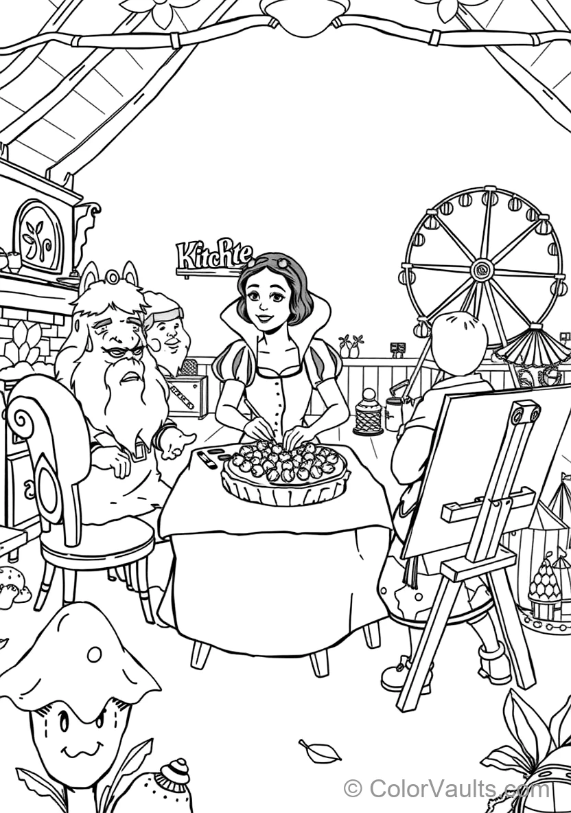 Snow White Baking a Fresh Gooseberry Pie mit (Scene 41) - Kostenlose Malvorlage zum Ausdrucken | ColorVaults