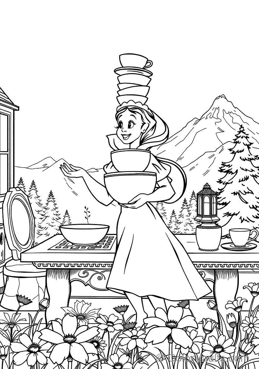 Dopey Balancing a Tall Wobbly Stack of Clean Ceramic (Scene 55)