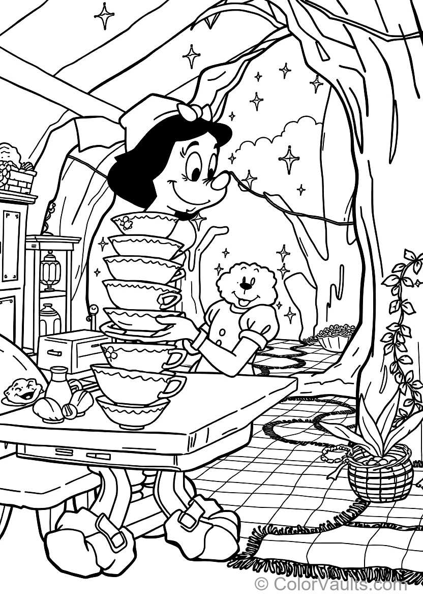 Dopey Balancing a Tall Wobbly Stack of Clean Ceramic (Scene 81)