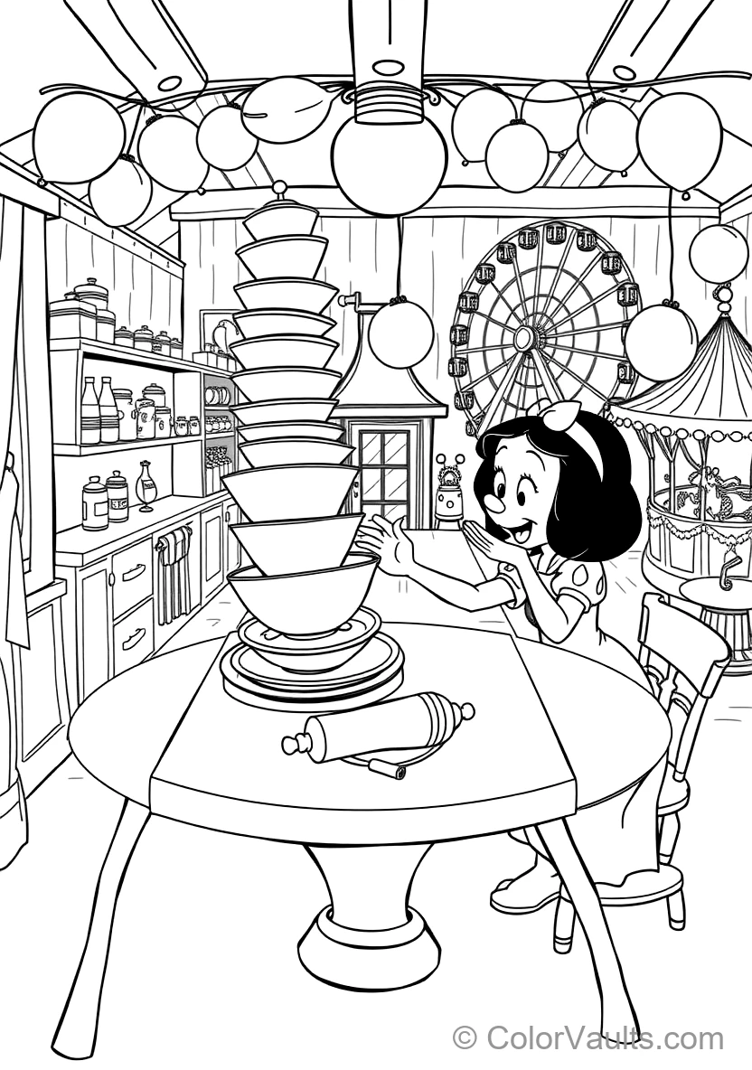 Dopey Balancing a Tall Wobbly Stack of Clean Ceramic (Scene 107)