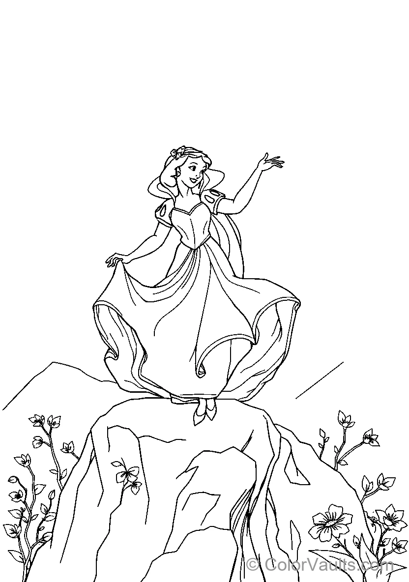 Snow White Atop Rocky Outcrop