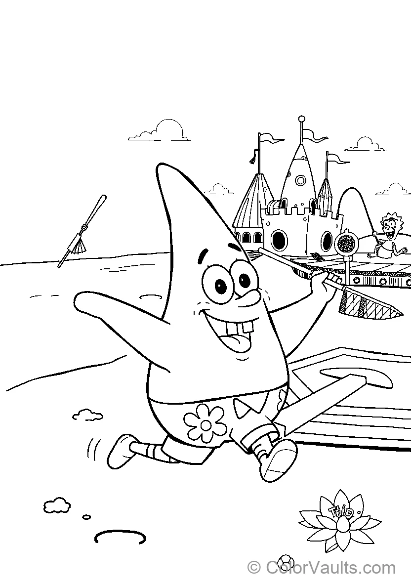 Spongebob Running On Beach
