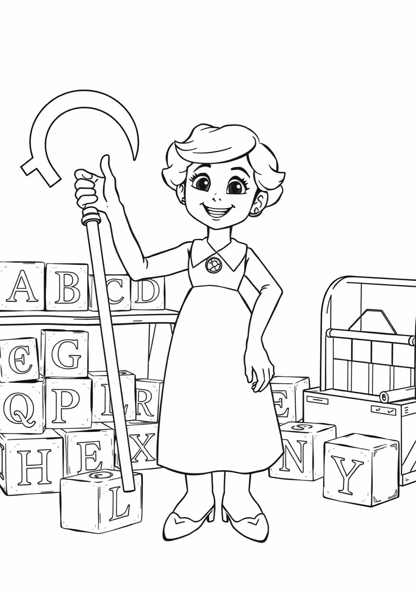 Bo Peep Holding Her Shepherd