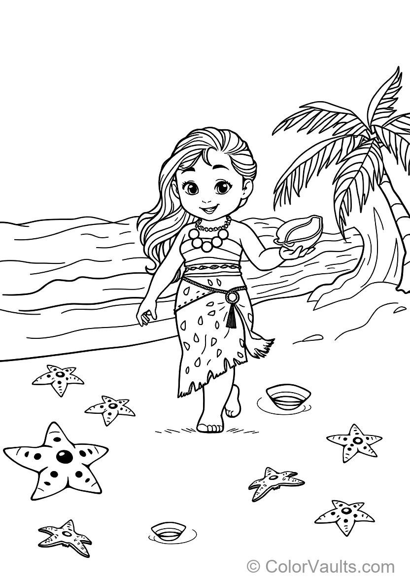 Baby Moana Walking on the Beach As the Living Ocean (Scene 3)