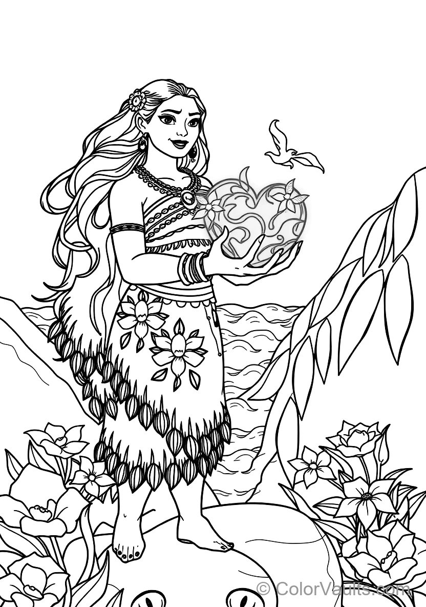 Moana Holding the Glowing Green Heart of Te Fiti
