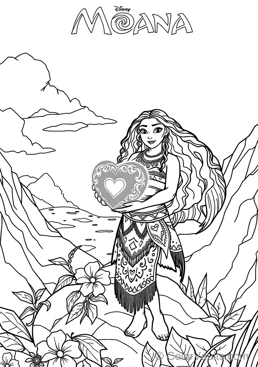 Moana Holding the Glowing Green Heart of Te Fiti (Scene 3)