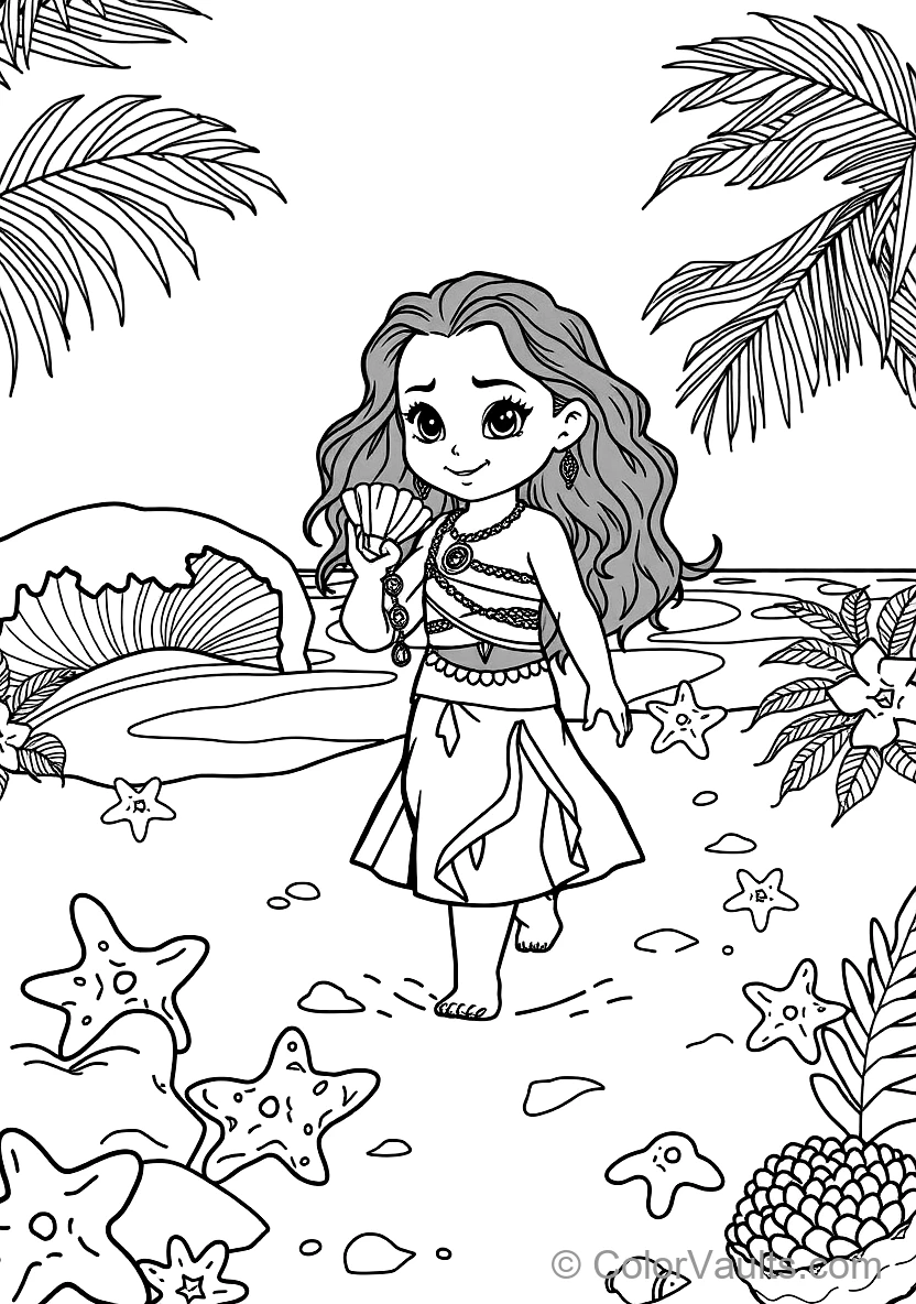 Baby Moana Walking on the Beach As the Living Ocean (Scene 9)