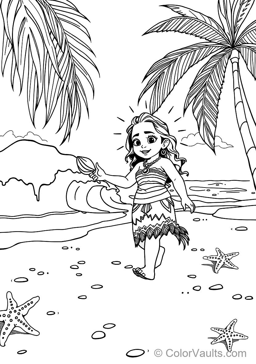 Baby Moana Walking on the Beach As the Living Ocean (Scene 11)