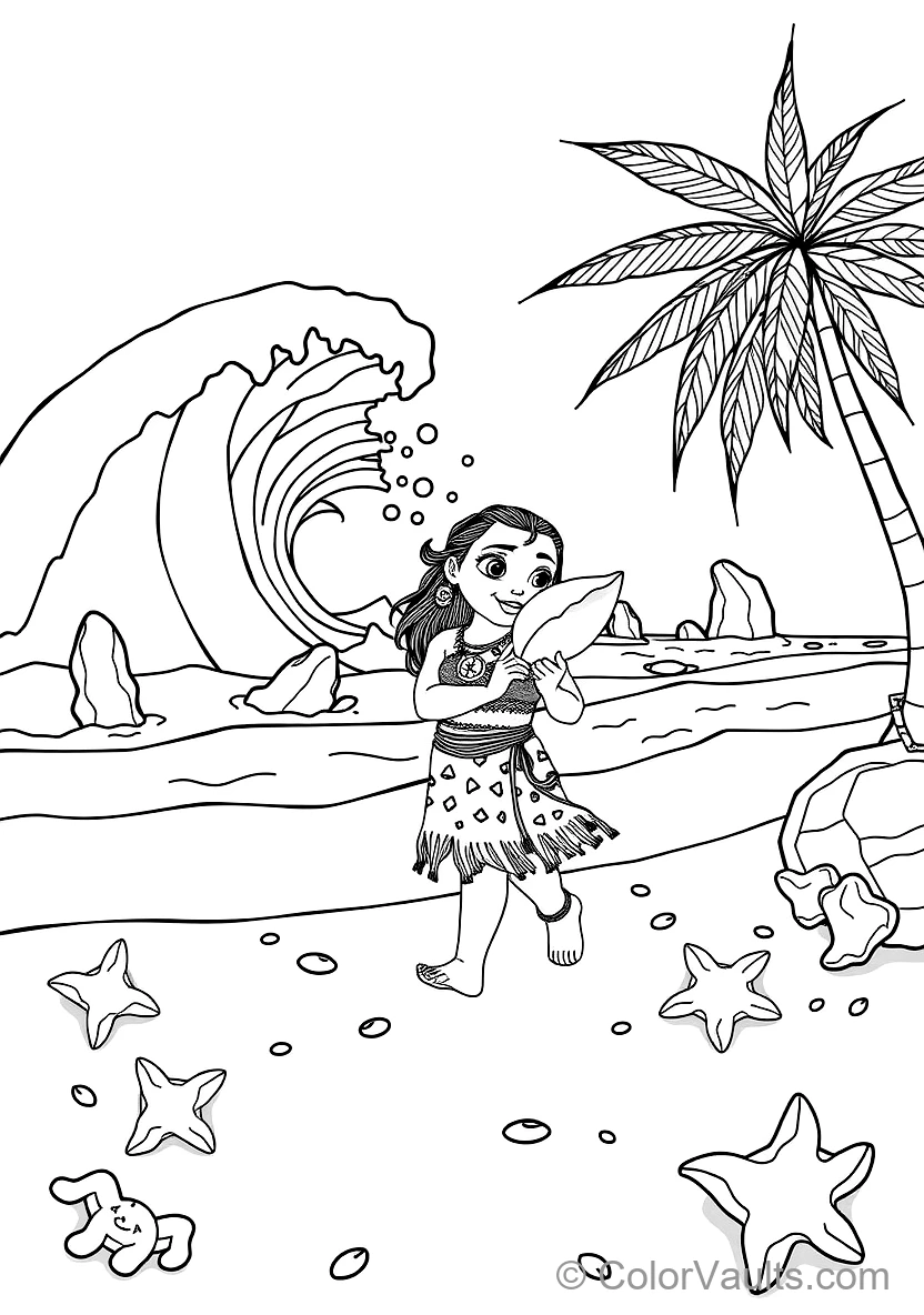 Baby Moana Walking on the Beach As the Living Ocean (Scene 13)