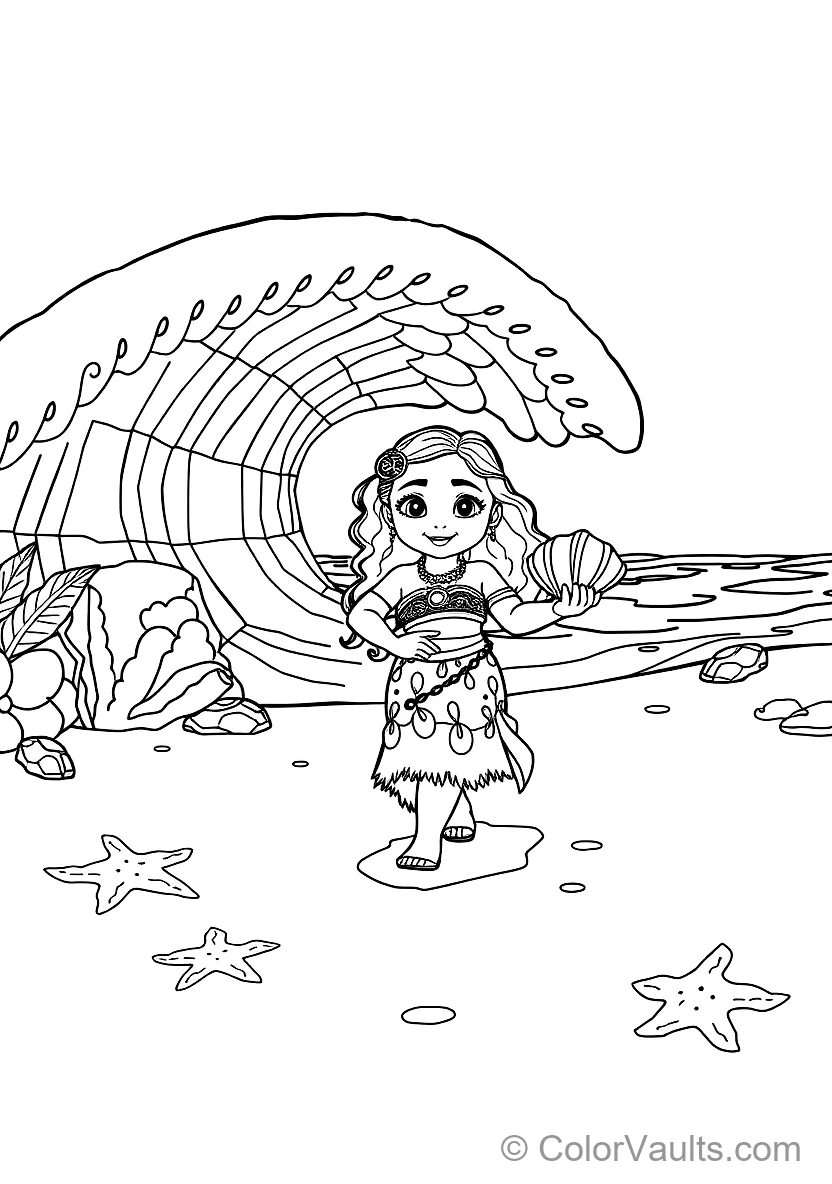 Baby Moana Walking on the Beach As the Living Ocean (Scene 15)