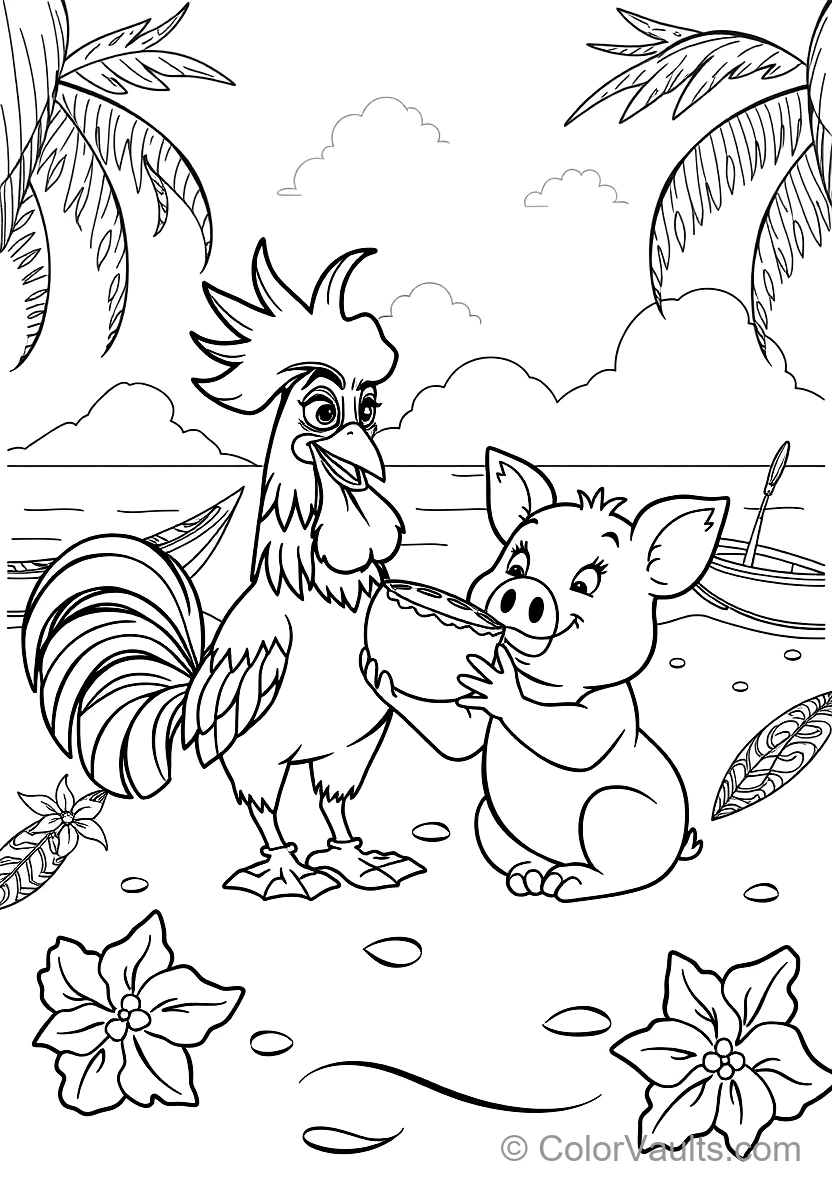 Heihei the Silly Rooster and Pua the Cute Pig Playing (Scene 3)