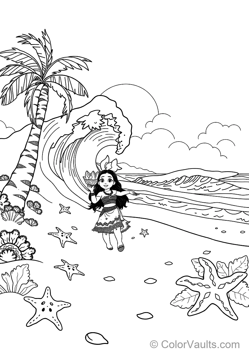 Baby Moana Walking on the Beach As the Living Ocean (Scene 18)