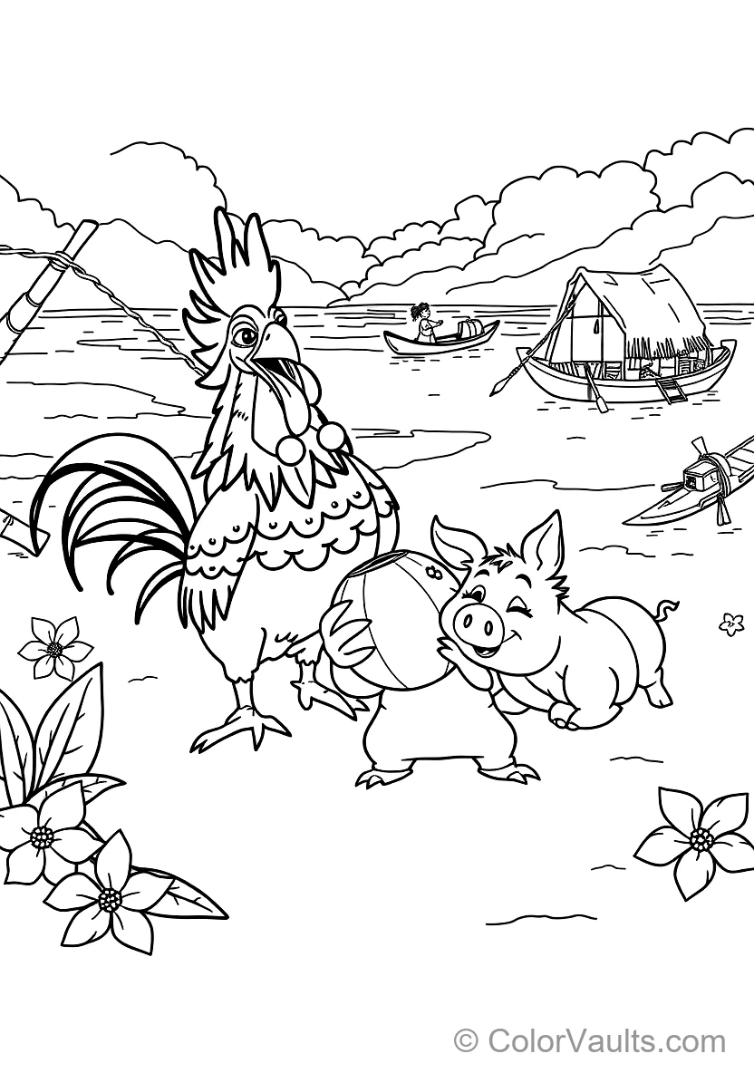 Heihei the Silly Rooster and Pua the Cute Pig Playing (Scene 7)