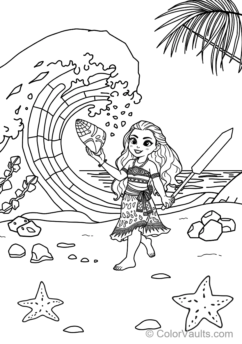 Baby Moana Walking on the Beach As the Living Ocean (Scene 22)