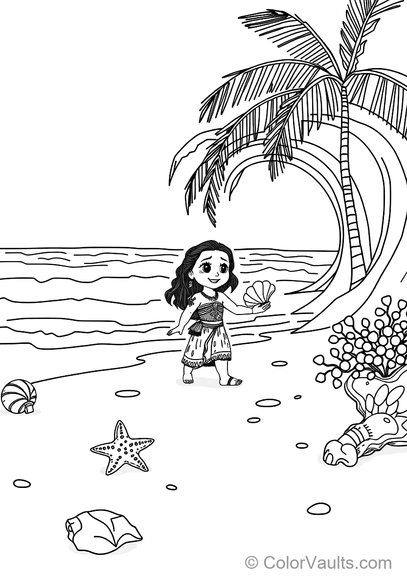 Baby Moana Walking on the Beach As the Living Ocean (Scene 29)
