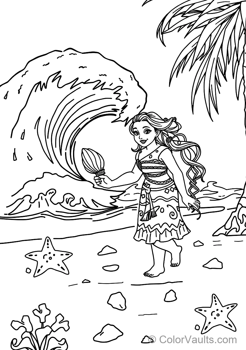 Baby Moana Walking on the Beach As the Living Ocean (Scene 33)
